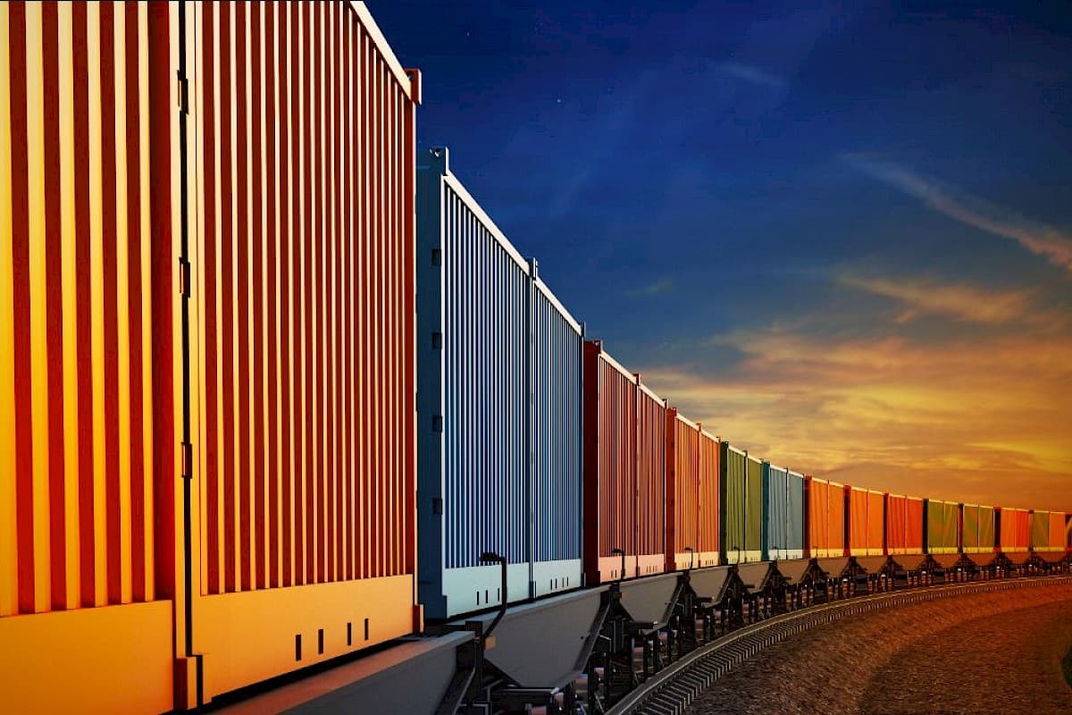 Schienengüterverkehr, der die Serviceleistungen Crane Worldwide Logistics repräsentiert
