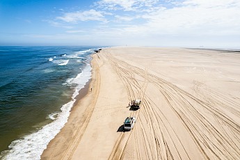 Transporting along the desert and beach in Walvis Bay Namibia